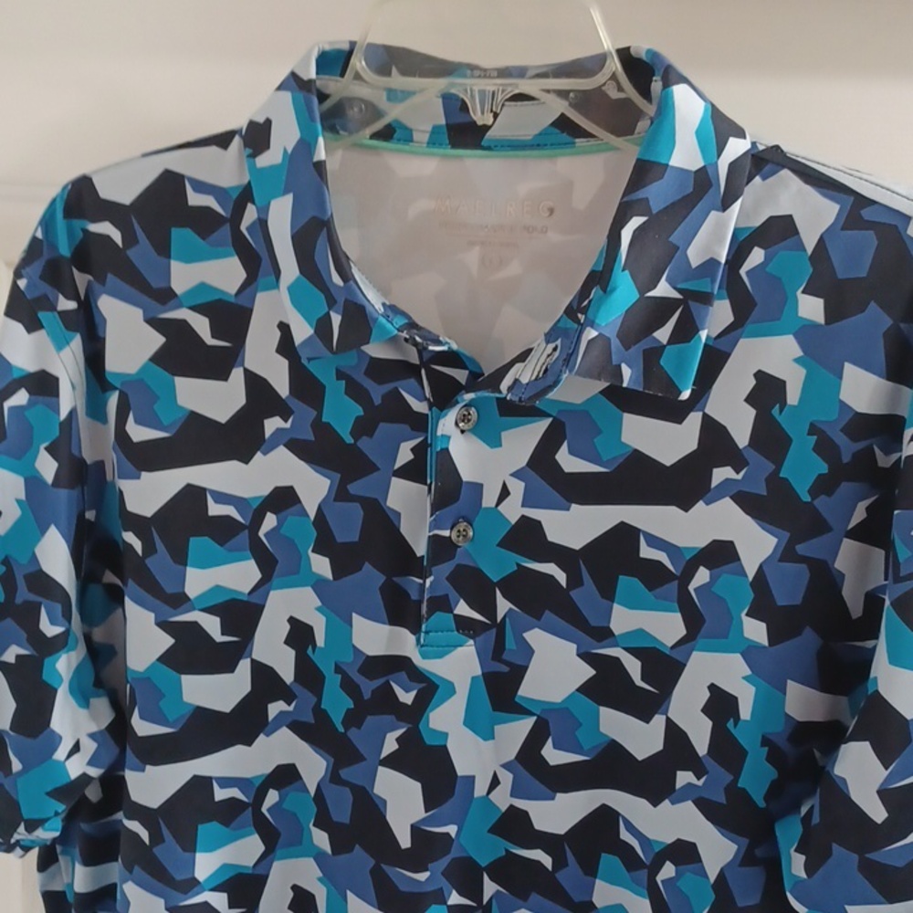 Men's Blue Camouflage Golf Polo Shirt, L